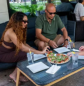 couple sharing a pizza
